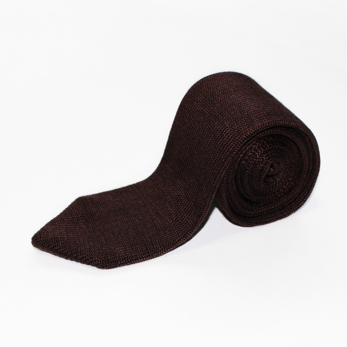 [ANEPIGRAPHE] FINE RIB SILK KNITTED TIE  (BROWN)